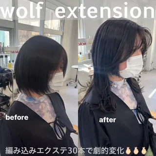 セミロング カラー エクステ ハイトーン 💭黒崎ハルカのヘアスタイル