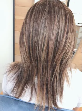 ミディアム ハイライトバレイヤー ジュ&縮毛矯正✨櫻野のヘアスタイル