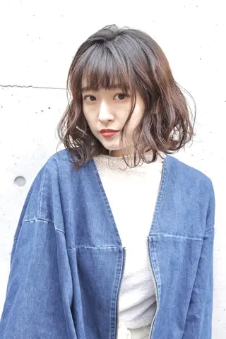 ミディアム カラー パーマ ヘアアレンジ 増子 幹樹のヘアスタイル