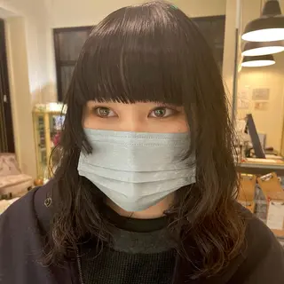 ミディアム カラー パーマ スナコザワ レナのヘアスタイル