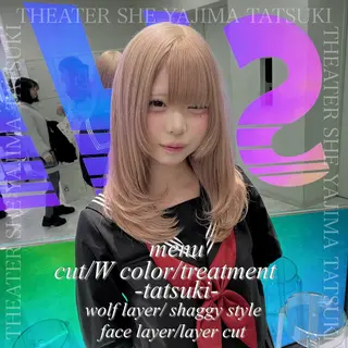 セミロング カラー 🫧ハイトーン特化 🐺矢島タツキ🐺のヘアスタイル