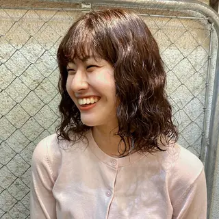 ミディアム パーマ 暖色艶color / ボブ🦩Rioのヘアスタイル