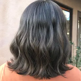 ミディアム パーマ 透明感カラー/ 寺田千雅子のヘアスタイル