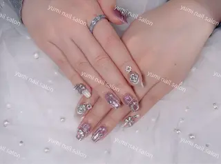 ネイル Shineジェル& チップ長さだしのネイルデザイン