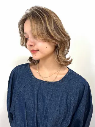 ミディアム カラー ヘアアレンジ BASSA 石神井公園店のヘアスタイル