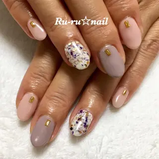 ミディアム ネイル Ru-ru ☆nailのネイルデザイン