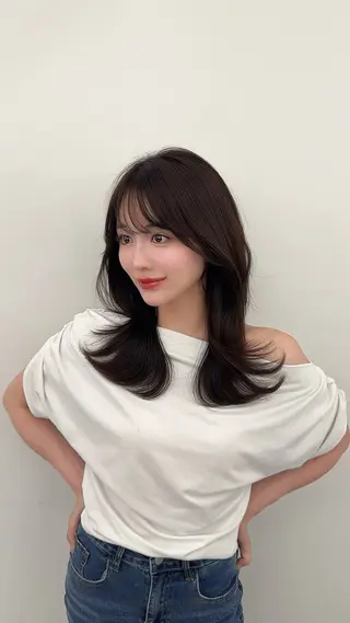 ミディアム カラー ヘアアレンジ 最小顔周り&レイヤー 特化/池袋/kokiのヘアスタイル