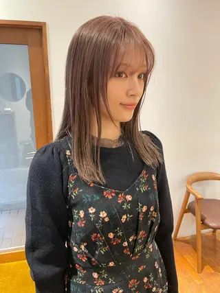 セミロング カラー ヘアアレンジ 小顔レイヤー×コンパ クトボブ/林隆平のヘアスタイル