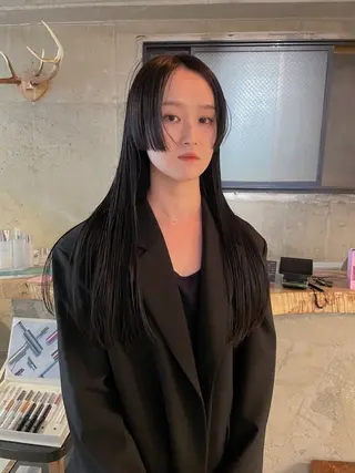 ロング カラー パーマ/レイヤー 岩山丈一郎のヘアスタイル