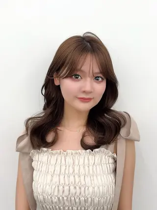 ミディアム カラー ヘアアレンジ 最小顔周りカット/ くびれヘア/窪田洸希のヘアスタイル