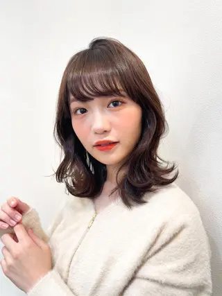 ミディアム カラー 艶髪とアイラッシュ ❤️関根悠のヘアスタイル