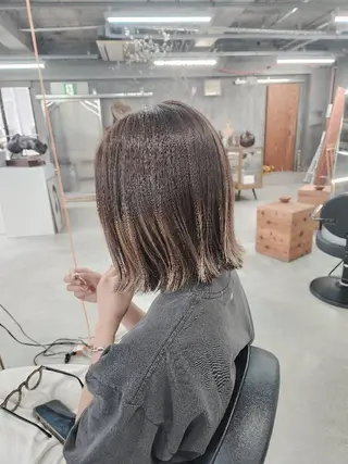 ミディアム カラー ケアブリーチ、 髪質改善 福士直矢のヘアスタイル