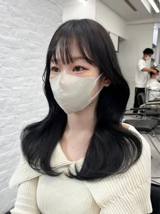 セミロング 韓国ヘア♡ 顔まわりカットayaのヘアスタイル