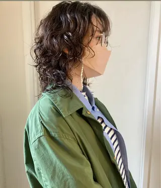 ミディアム カラー パーマ 日韓レイヤー🇰🇷 艶カラー/ナカネのヘアスタイル