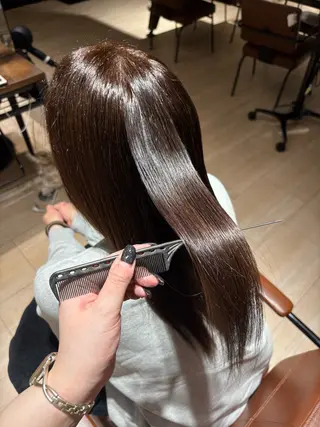 セミロング カラー 韓国ヘア/レイヤー/ 顔まわり足立遥奈のヘアスタイル