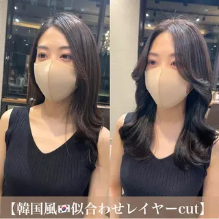セミロング カラー 本格韓国ヘア🇰🇷 【uni】キューさんのヘアスタイル