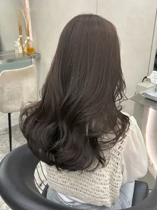 セミロング カラー ヘアアレンジ fumika🎀 韓国ヘア×ベージュのヘアスタイル