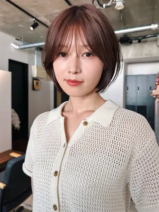 ショート カラー パーマ 🫧小顔×似合わせ× 透明感カラー🫧のヘアスタイル