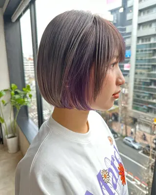 ミディアム カラー 透明感カラー/ボブ /佐藤伶のヘアスタイル