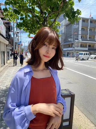 ミディアム カラー レイヤー/艶カラー /韓国ヘア/高松のヘアスタイル