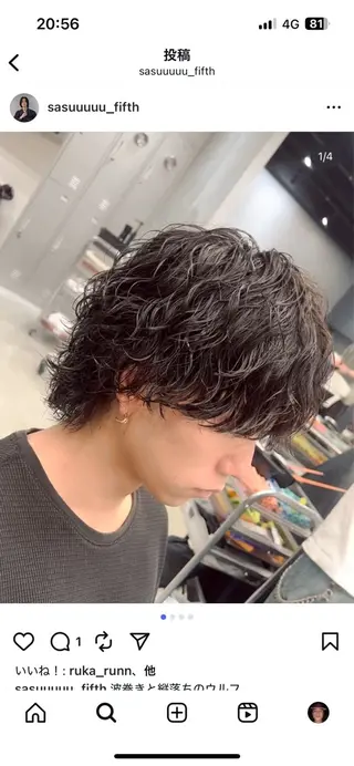 ミディアム パーマ メンズ fifth渋谷☆ 飯村 和輝のヘアスタイル