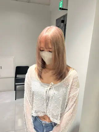 ミディアム カラー ケアブリーチ 若杉圭大のヘアスタイル