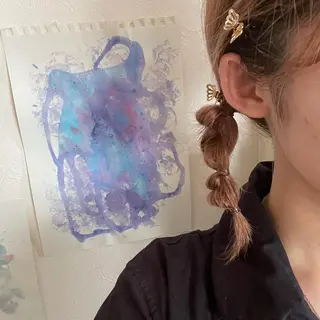 ミディアム ヘアアレンジ なつき/艶ピンク/ girly hairのヘアスタイル