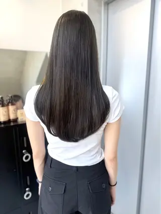 セミロング カラー パーマ ヘアアレンジ 透明感/オリーブ/ グレージュ/YUKAのヘアスタイル