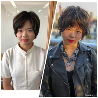 ショート パーマ 枝折 憲のヘアスタイル