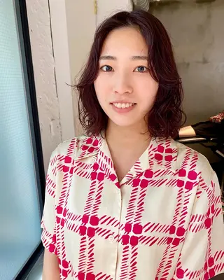 ミディアム カラー パーマ ヘアアレンジ メンズ キッズ ネイル マツエク・マツパ アイブロウ パーマスタイル🔅 sayacaのヘアスタイル