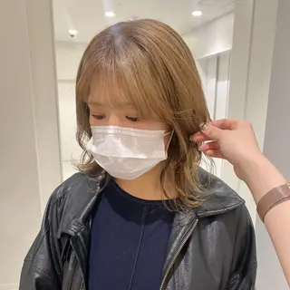 ミディアム カラー ベージュ/アレンジ /横浜/杉本千夏のヘアスタイル