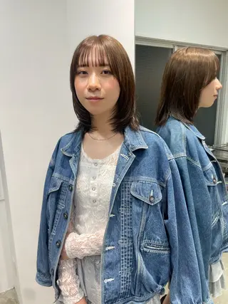 ミディアム カラー 𝘚𝘶𝘻𝘶 𓂃𓈒𓏸のヘアスタイル