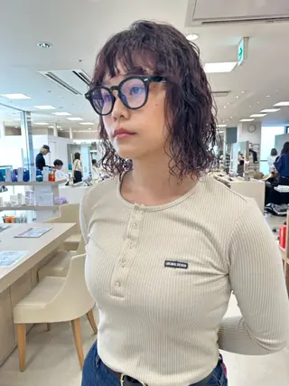 セミロング カラー パーマ 髪質改善 ·˖Reika·˖✩のヘアスタイル