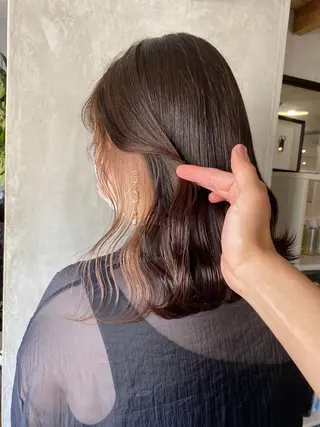 セミロング カラー ヘアアレンジ 切りっぱなしボブ/ デザインカラー店長のヘアスタイル