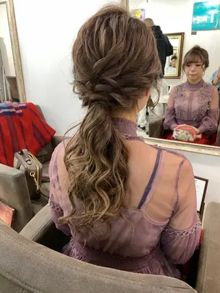 セミロング カラー ヘアアレンジ エクステ（レミー毛） NINEのヘアスタイル