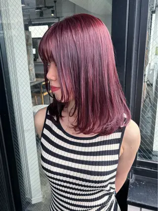 ミディアム カラー 💫miyu💫デザ インカラー/アレンジのヘアスタイル