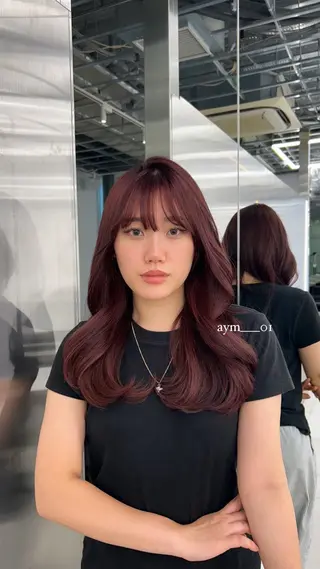 セミロング 韓国ヘア AYUMIのヘアスタイル