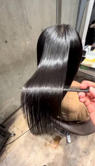 ロング クロスパーマ×曲がる 縮毛矯正🫧あゆみのヘアスタイル