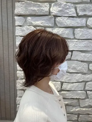 ショート カラー パーマ ヘアアレンジ Agu hair mieux宮崎大塚店所属・デザインカラー✨ 日高桃佳のヘアスタイル