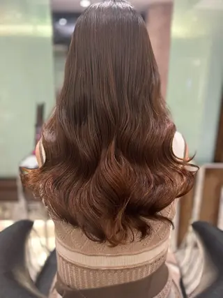 セミロング パーマ 垢抜けヘア 韓国ヘア銀座近下菜央のヘアスタイル