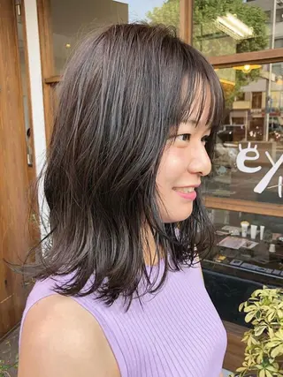 ミディアム カラー クロスパーマ× 透明感カラー✂︎のヘアスタイル