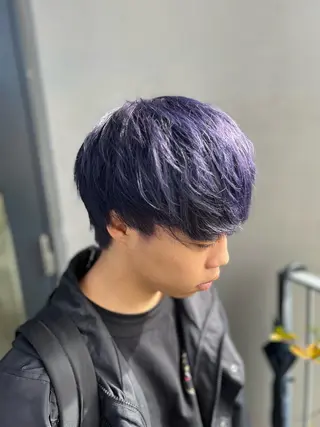 カラー メンズ ダブルカラー寒色系 ボリューム改善ハヤトのヘアスタイル