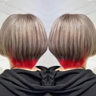 ショート カラー ヘアアレンジ 髪質改善×ハイトーン 中田啄也のヘアスタイル