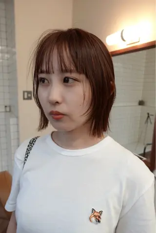 ショート カラー ボブパーマ/パーマ ウルフパーマのヘアスタイル