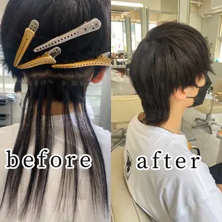 ショート メンズ レイヤーウルフ エクステ磯部のヘアスタイル