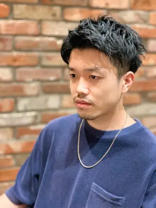 ミディアム パーマ メンズ HIROGINZAプレミアムバーバー赤坂店所属・田中 千恩のヘアスタイル