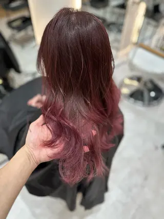 ロング カラー 赤み消し/オリーブ カーキ/福田れんのヘアスタイル