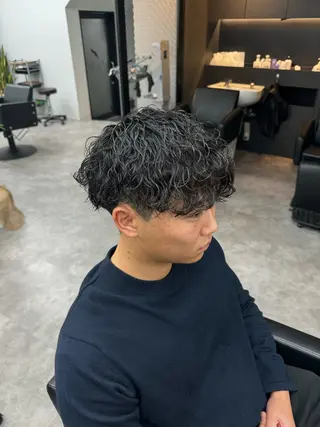 ショート パーマ メンズ 【曲がる縮毛矯正】 モデル募集🙋カツヤのヘアスタイル