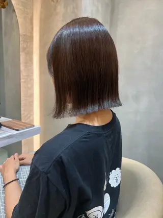 ショート カラー ボブ/巻ける縮毛矯正 /韓国レイヤーはなのヘアスタイル
