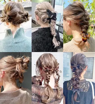 セミロング ヘアアレンジ ヘアセット💘 似合わせカラーのヘアスタイル